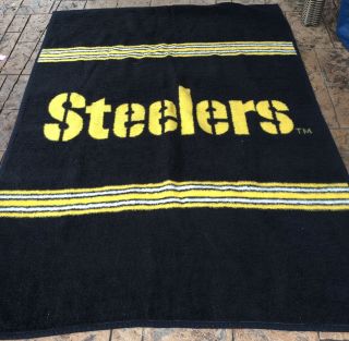 Vintage Biederlack Nfl Pittsburg Steelers Reversible Throw Blanket Size 54 X 86