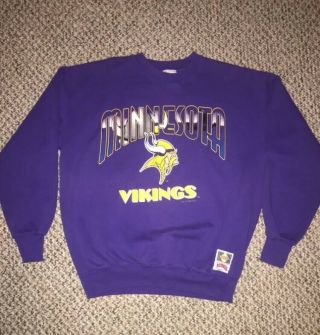Vintage 1993 Minnesota Vikings Nfl Football Crewneck Sweatshirt Mens Large Purpl