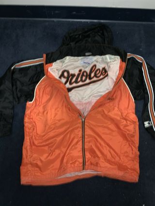 Vintage Batimore Orioles Orange Nylon Starter Jacket Size Xl