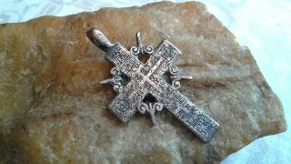 Antique C.  18th Century Larger " Old Believers " Orthodox " Sun " Cross " The Keeper "