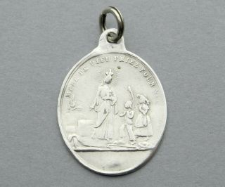 French,  Antique Religious Silver Pendant.  Apparition 1846,  Our Lady Of Salette.
