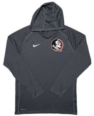 Nike Florida State Seminoles Long Sleeve Hoodie Shirt Gray Large Athletic Cut