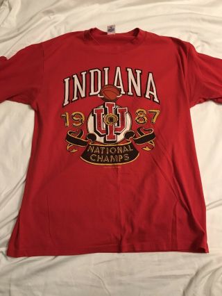 Indiana Hoosiers Basketball 1987 National Champions Vintage Red Shirt Xl