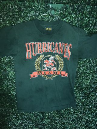Vintage 90’s Miami Hurricanes Home Team Advantage T - Shirt L Single Stitch Ncaa