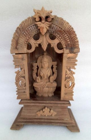Vintage Old Hand Carved South Indian Hindu Religious God Laxmi Figurine Statue
