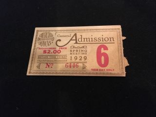 1929 Churchill Downs Horse Racing Admission Ticket