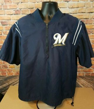 Vintage Milwaukee Brewers Mlb Baseball Pullover Warmup Jacket Mens Size Large