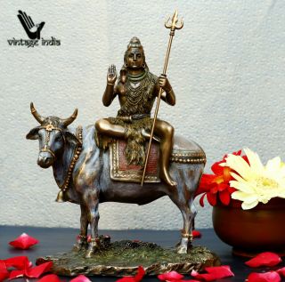 Lord Shiva On Nandi Statue,  Sitting Shiva,  Religious Gift,  Home Decor,  Hindu God