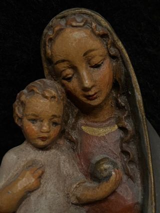 C.  1970 Italian Religious Wood Santo Mother And Child