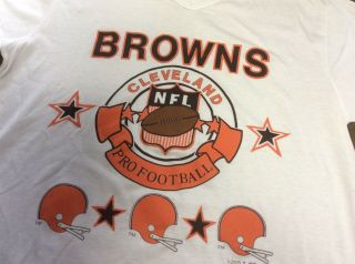 Vintage 80s Cleveland Browns V Neck T Shirt Mens XL NFL Football Logo 7 White 2
