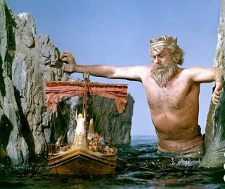 1963’s Jason & The Argonauts Triton,  Argo & Clashing Rocks Color 6x10 Scene