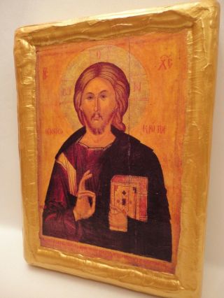 Jesus Christ Rare Byzantine Mount Athos Greek Eastern Orthodox Icon On Wood