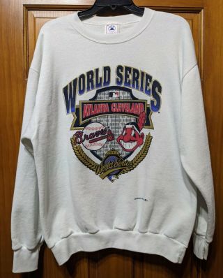 Vintage 1995 Mlb Atlanta Braves Cleveland Indians World Series Sweatshirt Xl Usa