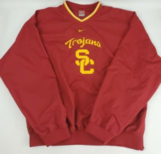 Nike Usc Southern Cal Trojans Red Gold Windbreaker Pullover Long Sleeve Size L