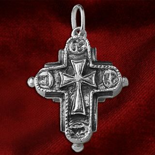 Sterling Silver 925 Greek Christian Orthodox Byzantine Reliquary Cross