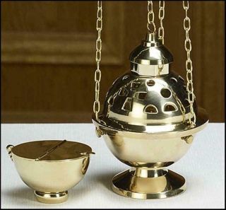 Hanging 3 Chain Censer (thurible) And Boat Set