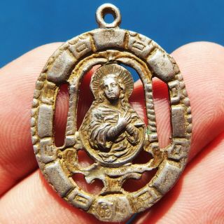 Awesome Immaculate Conception Silver Medal Old Blessed Virgin Mary Charm