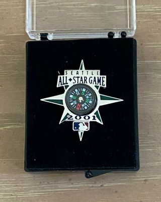 Vintage 2001 Mlb Baseball All Star Game Press Pin With Case - Seattle Mariners