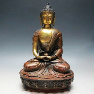 8 Inch / Old Tibetan Copper Buddhism Bodhisattva Sakyamuni Buddha Statue