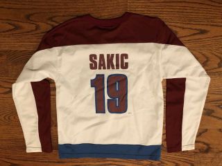 Joe Sakic 19 Colorado Avalanche Hockey Vintage Off The Bench Jersey Youth Small 2