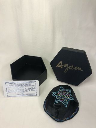Limited Edition One Of 500 Agam Kippa,  Embroidered With Box&certificate