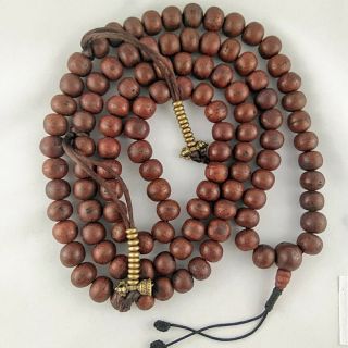 Large 108 Authentic Tibetan Bodhi Seed Mala With Brass Dorje & Bell Counters