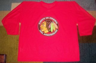 Rare Authentic Ccm Vintage Red Chicago Blackhawks 75th Anniversary Jersey Xl L