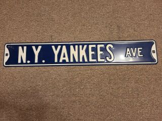 York Yankees Ave Licensed Authentic Steel 36x6 Blue & White Mlb Street Sign