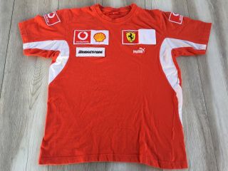 Ferrari Puma Mens Medium F1 Formula 1 Racing Team Cotton Red T - Shirt Shirt