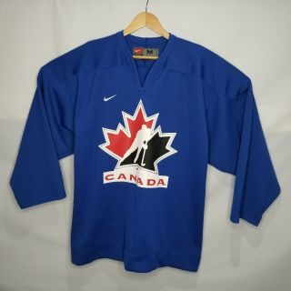 Vintage Nike Team Canada Hockey Jersey Size Medium Blue Olympics
