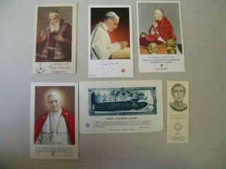 6x Antique Holy Card With Relics Of Cardinal A.  Ildefonso Schuster,  Pope Pius X