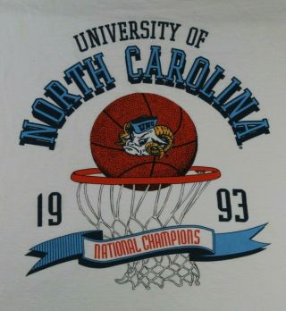 Vtg 1993 Unc North Carolina Tar Heels Basketball Ncaa Champions T - Shirt Large