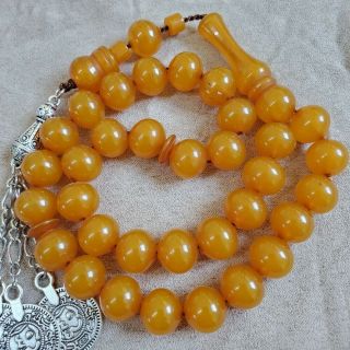 Wow Islamic Amber Real German Bakelite 33 Prayer Beads Faturan Masbaha Rosary