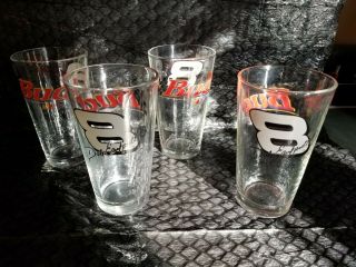 Dale Earnhardt Jr / Nascar 8 Budweiser Racing Pint Glasses - Set Of Four