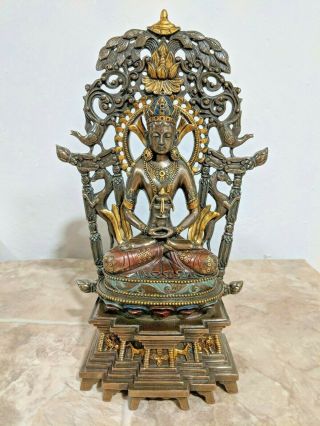 Amitabha Buddha Of Unlimited Light Cold Cast Bronze 10.  5 " Statue Top Land