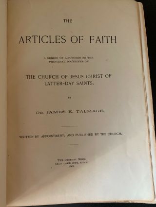 1901 The Articles Of Faith By James E Talmage 2nd Ed Leather Lds Mormon Book