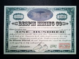 Star Wars Stock Certificate - Bespin Mining Company -