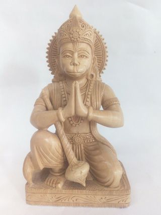 6 " Hanuman Statue Hindu Monkey God Kadam Wood Hand Carved Rare