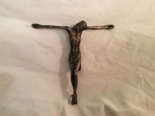 Vintage French Crucifix Jesus Christ Corpus Christi Cross Solid Bronze 4 1/4”