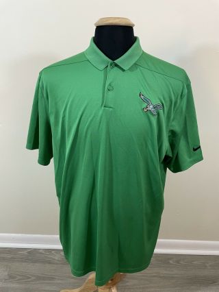 Nike Men’s Philadelphia Eagles Golf Polo Shirt Size Xl Kelly Green Retro Logo