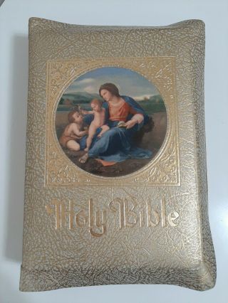 Holy Bible Family Rosary Commemorative Edition Catholic The Marian Year 1957 Box