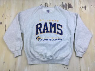 St Louis Rams - Vtg 90s Gray Russell Athletic Sweatshirt,  Los Angeles,  Mens Xl
