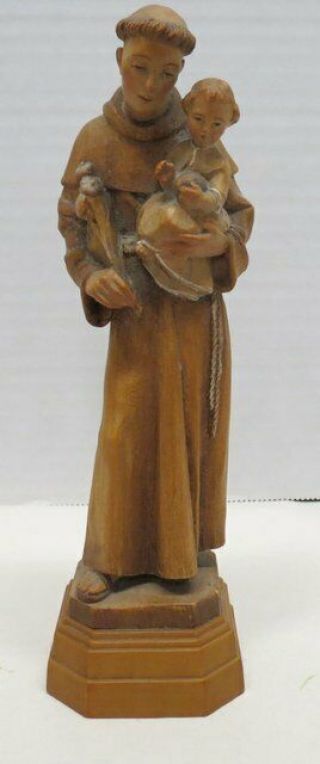 Vintage Hand Carved And Colored 6.  5” Statue Of St.  Anthony Of Padua And The Inf