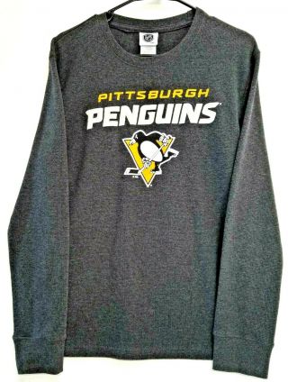 Nhl Pittsburgh Penguins Long Sleeve Black Thermal Shirt Mens Size Medium