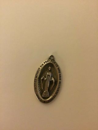 Vintage 10g Sterling Silver 1830 Virgin Mary Conceived Medal Charm Religious
