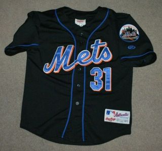 Vtg Mike Piazza York Mets Rawlings Authentic Jersey Youth M 10 - 12