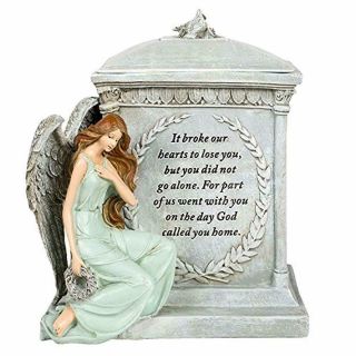 Memorial Urn With Angel Resin 8.  5 " Stoneware Decorative Cremation Funeral Urns