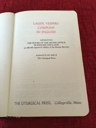 Breviary,  Lauds Vespers Compline 1964,  Breviarium Romanum