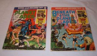 2 Planet Of The Apes & Beneath Planet Apes Book Record Set 45 Rpm