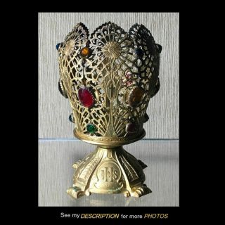 Antique Brass Jeweled Fairy Lamp Swift & Fisher Mass Catholic Candle